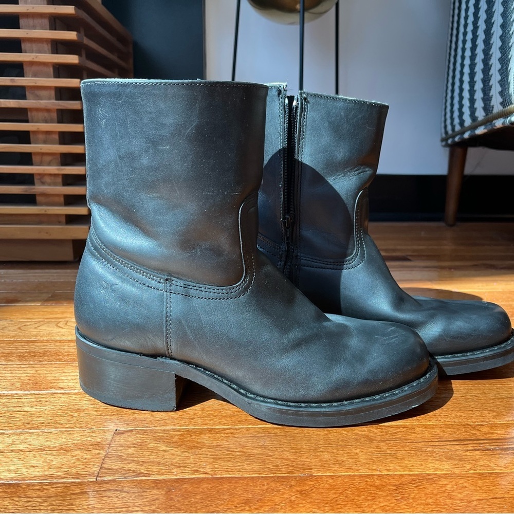 Vintage Frye Black Leather Campus Boot Ankle Boots womens size 9M